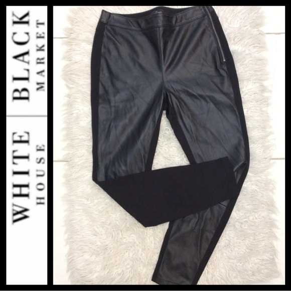 NWOT WHBM Black Vegan Leather Front Leggings - Picture 3 of 9